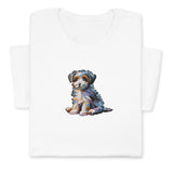Cute Puppy Embroidered T-Shirt, Colorful Dog Lover Gift, Whimsical Pet Design Tee, Playful Animal Embroidery, Cozy Outfit for Dog