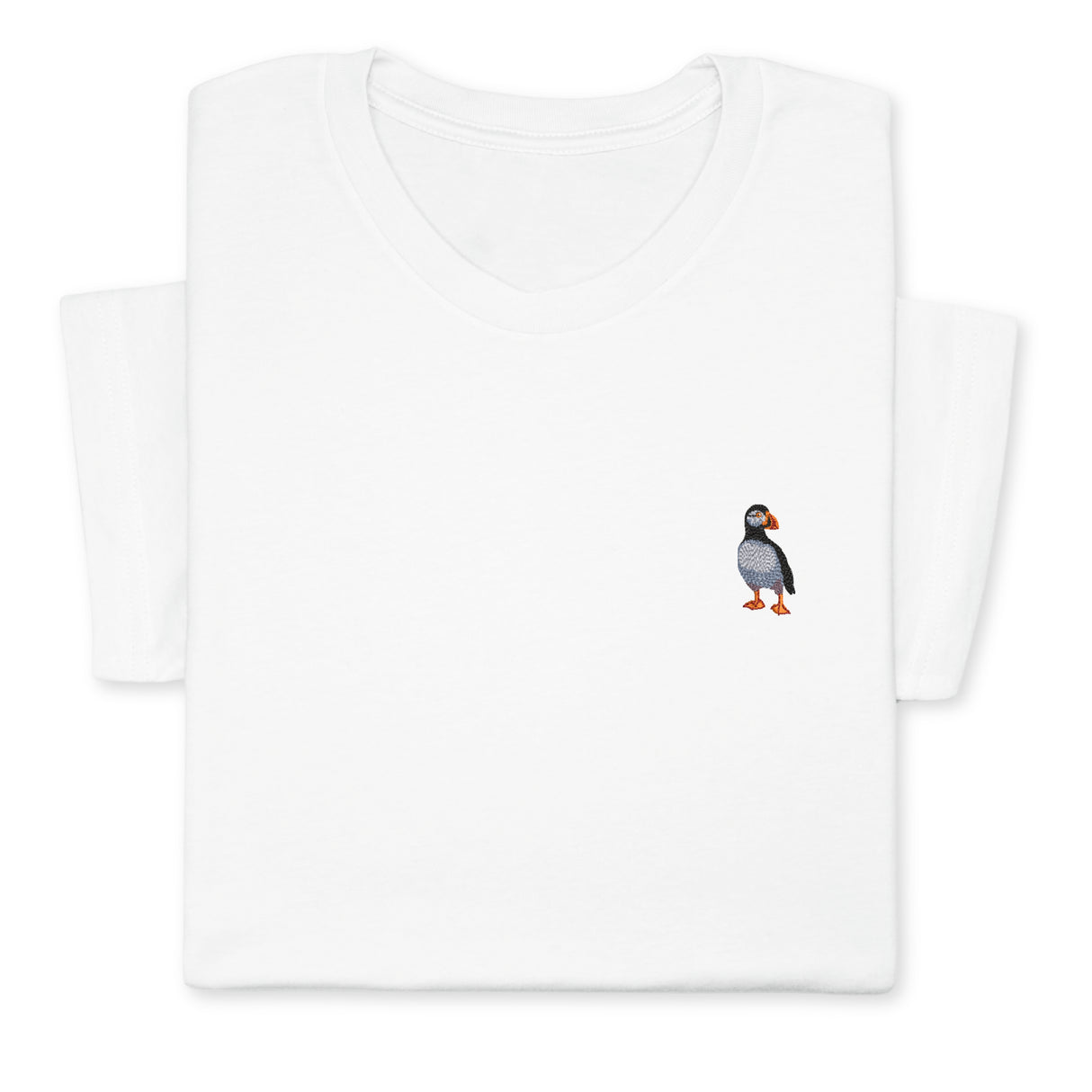 Puffin Embroidered T-Shirt, Cute Seabird Gift for Nature Lover, Minimalist Bird Design, Coastal Wildlife Tee, Nautical Aesthetic Outfit