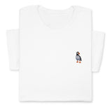 Puffin Embroidered T-Shirt, Cute Seabird Gift for Nature Lover, Minimalist Bird Design, Coastal Wildlife Tee, Nautical Aesthetic Outfit