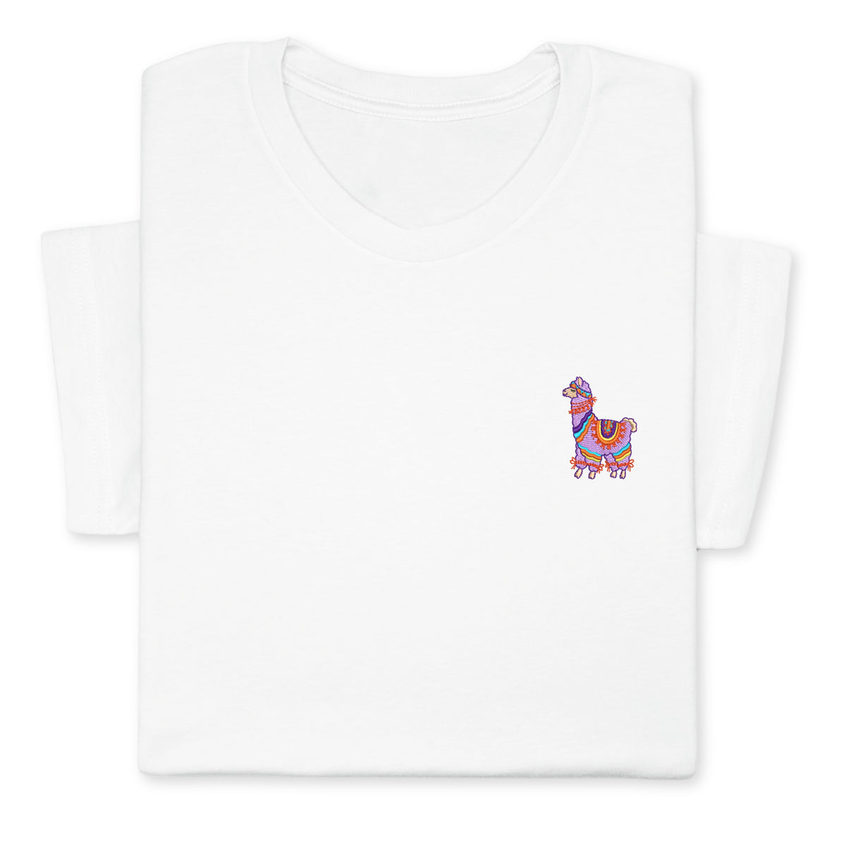 Colorful Llama Embroidered T-Shirt, Cute Alpaca Graphic Tee, Boho Animal Shirt, Fun Andean Wildlife Gift for Her & Him, Festival Style Top