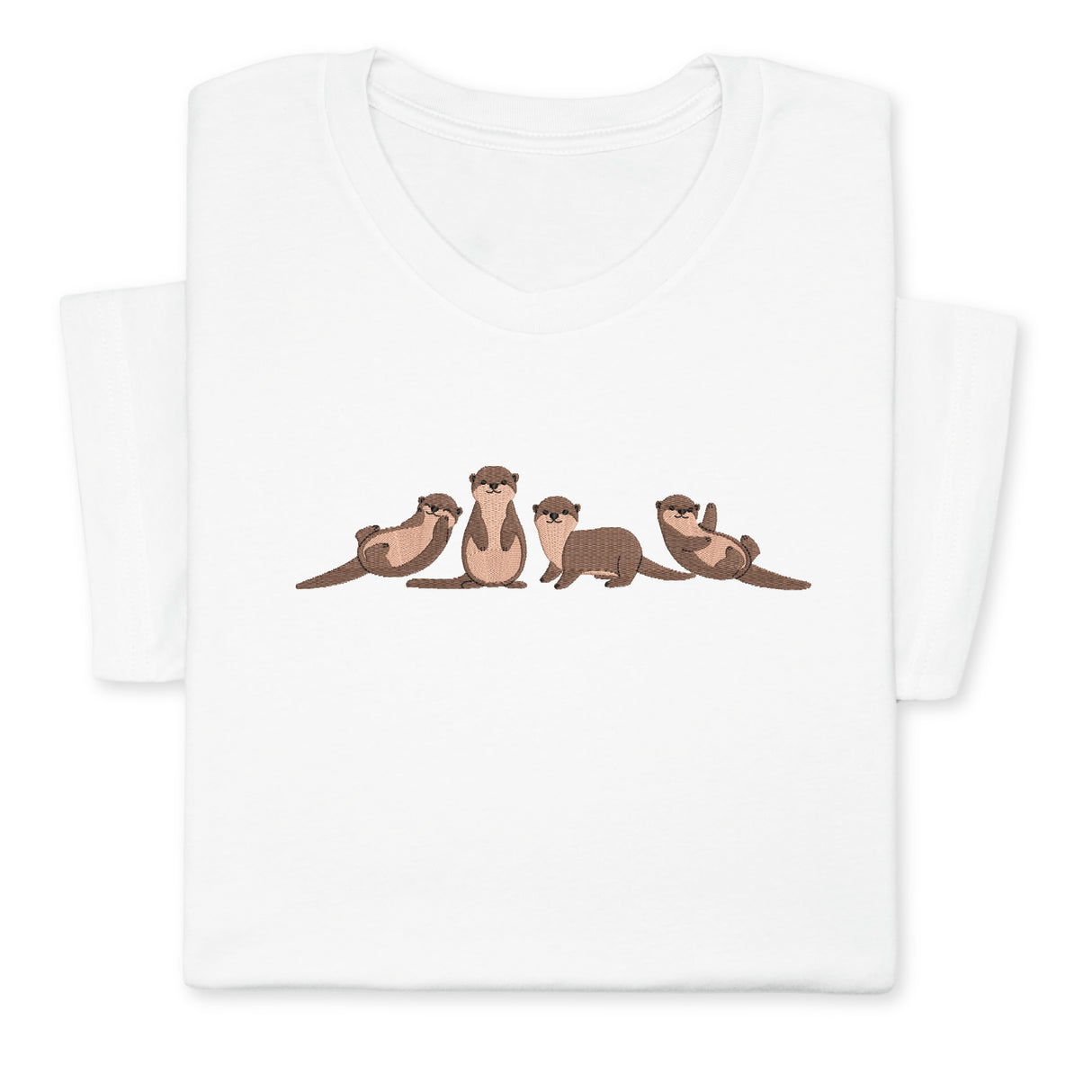 Otters Embroidered T-Shirt, Cute Otters Shirt for Animal Lovers, Playful Wildlife Tee, Nature Inspired Embroidery Gift, Unisex Otter Lover