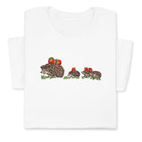 Embroidered Hedgehog Family T-Shirt, Cute Animal Nature Lover Gift