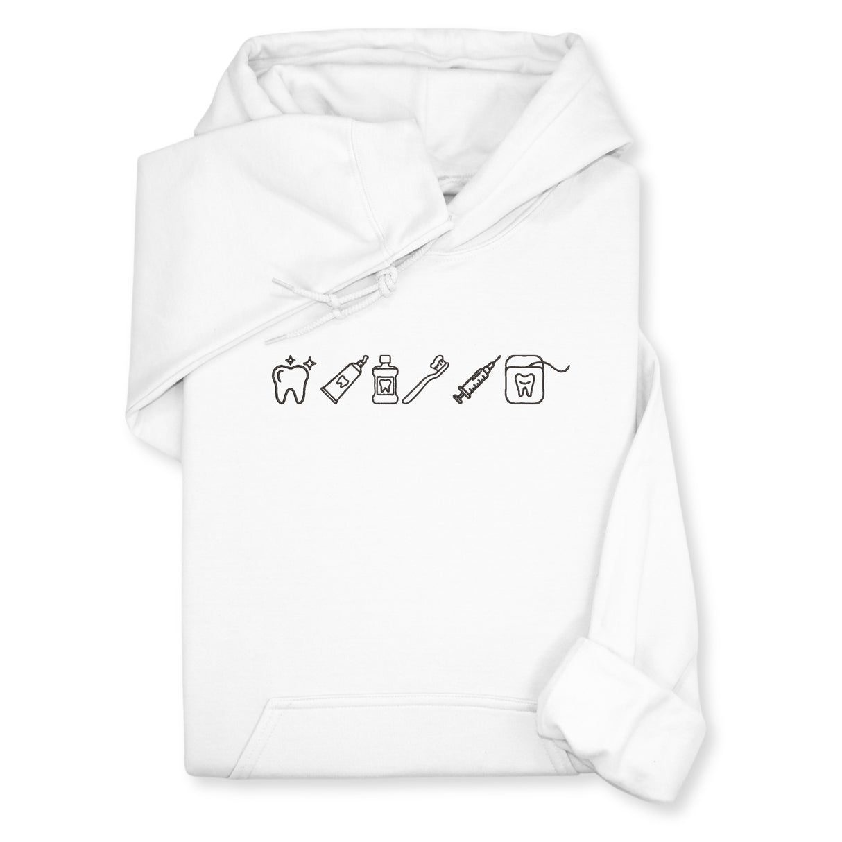 Custom Dental Embroidered Hoodie & Sweatshirt, Tooth Icons Design, Dentist Hygienist Gift, Dental Assistant Unisex Workwear
