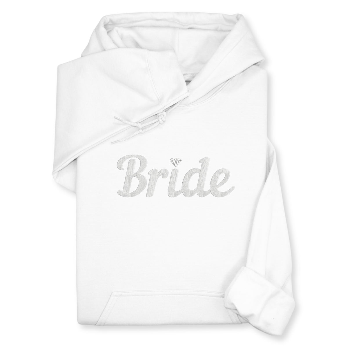 Bride Hoodie & Sweatshirt with Silver Thread Embroidery – Elegant Bridal Pullover, Diamond Detail, Bachelorette Gift, Wedding Morning Outfit