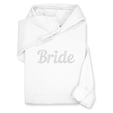 Bride Hoodie & Sweatshirt with Silver Thread Embroidery – Elegant Bridal Pullover, Diamond Detail, Bachelorette Gift, Wedding Morning Outfit