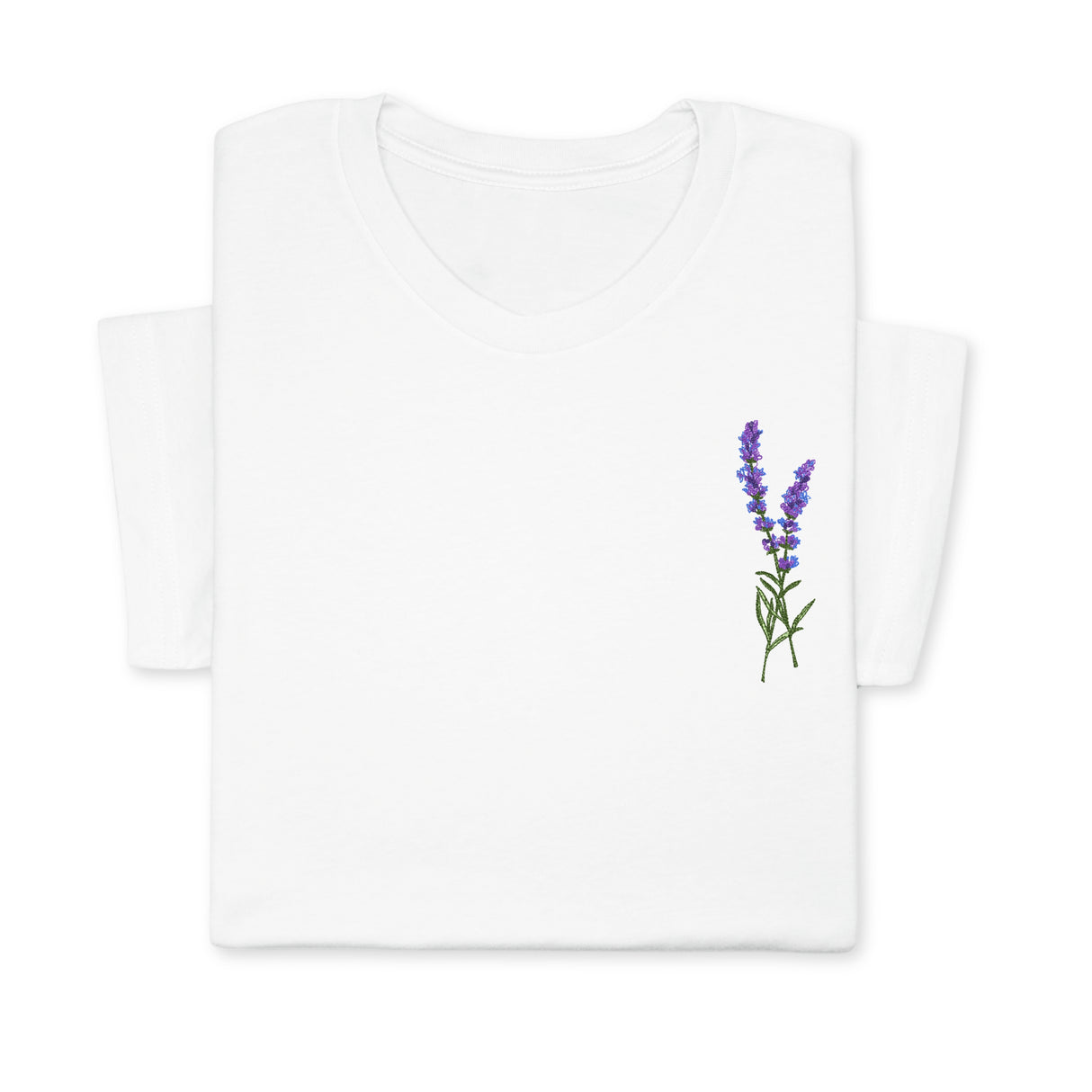 Lavender Embroidered T-Shirt, Minimalist Botanical Shirt, Floral Gift for Her, Nature Inspired Tee, Delicate Flower Embroidery