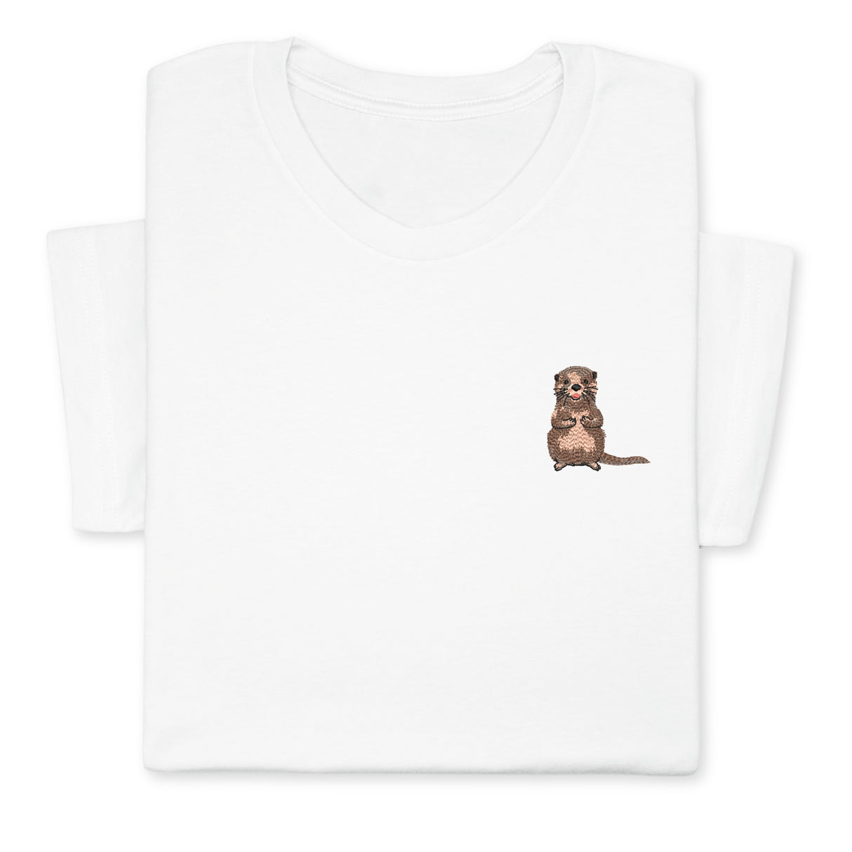 Otter Embroidered T-Shirt, Cute Animal Design Tee, Playful Wildlife Gift, Cozy Nature Inspired Shirt Whimsical Embroidery for Animal Lovers