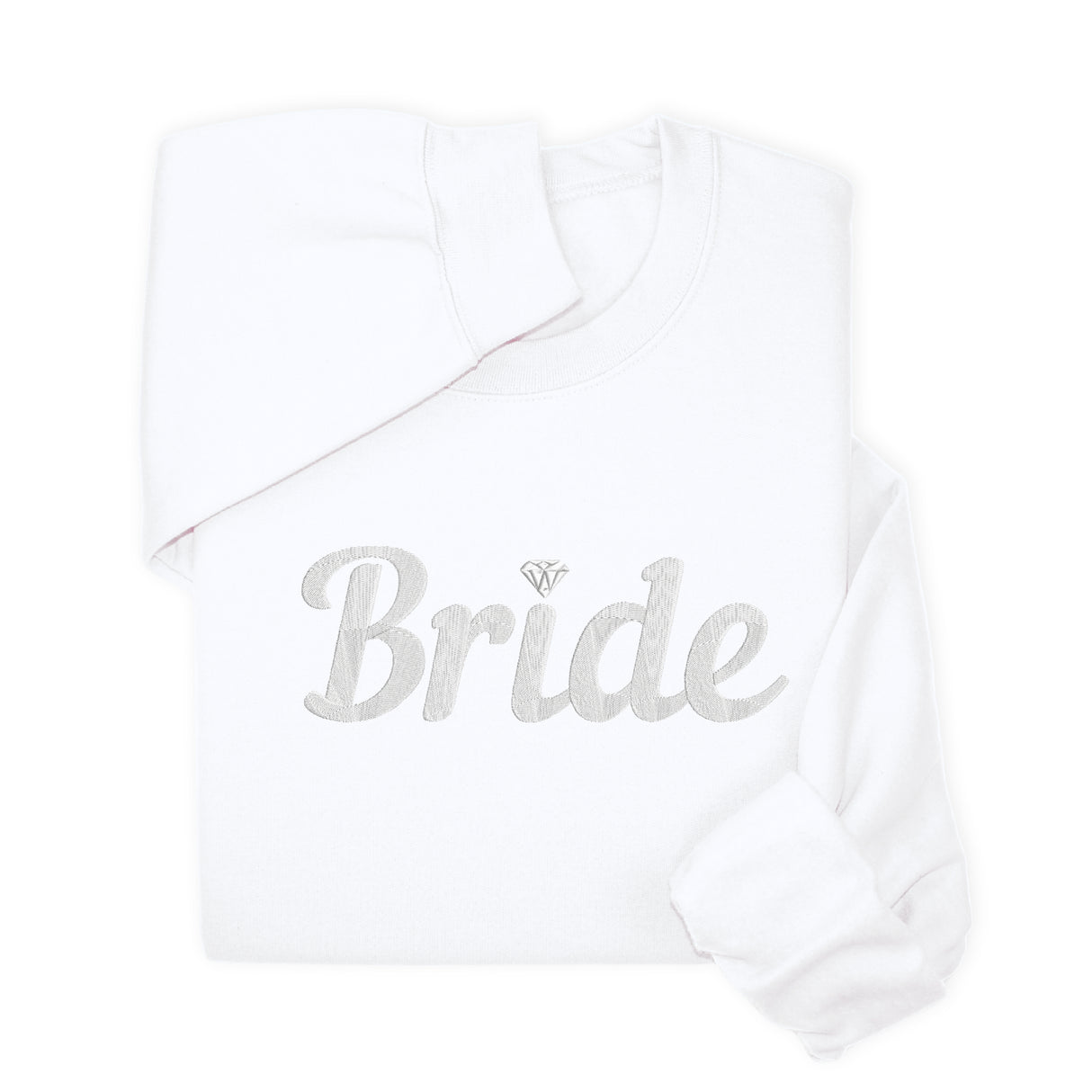 Bride Hoodie & Sweatshirt with Silver Thread Embroidery – Elegant Bridal Pullover, Diamond Detail, Bachelorette Gift, Wedding Morning Outfit