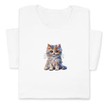 Cute Cat Embroidered T-Shirt, Colorful Kitty Design Tee, Whimsical Animal Lover Gift, Cozy Outfit, Furry Pet Embroidery for Cat Lovers