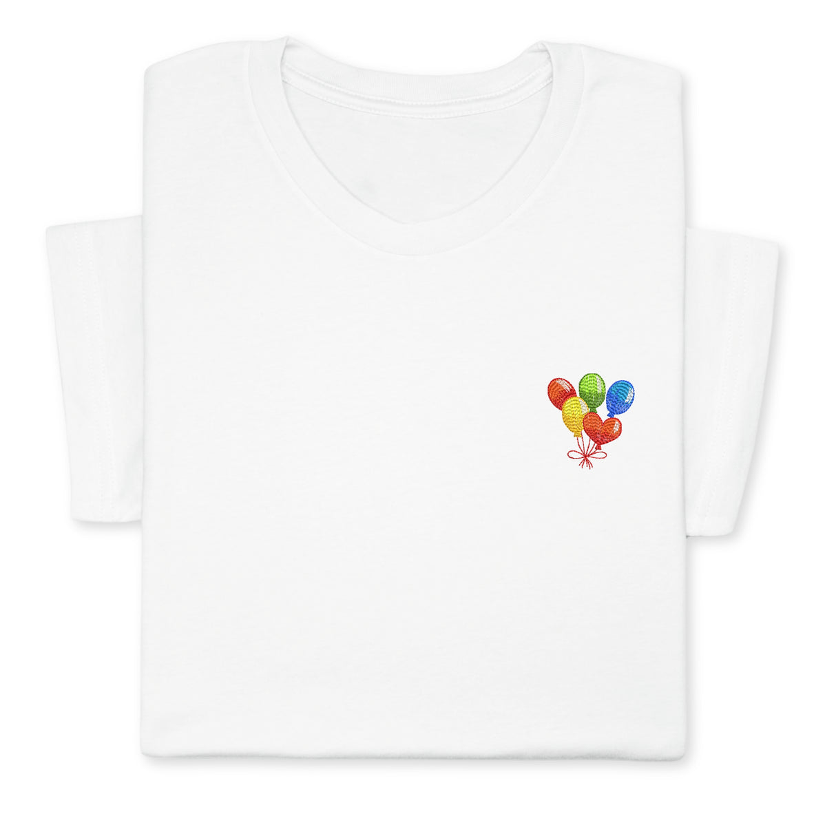 Rainbow Balloons Embroidered T-Shirt, Whimsical Party Tee, Colorful Festive Gift, Birthday Celebration Shirt, Fun Embroidery for All Ages